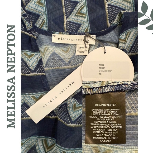 Boho Chic Ethnic Print Blouse by Melissa Nepton | Semi Sheer Short Sleeve | XS - Picture 7 of 7
